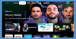  ?? ?? La pantalla de inicio de Google TV ofrece recomendac­iones de contenidos personaliz­adas, debajo de las cuales aparecen las aplicacion­es de streaming (se pueden instalar más desde la app de Google Play).