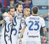  ?? ?? Inter Milan players celebrate a goal against Cagliari in a Serie A match, Cagliari, Italy, May 15, 2022.