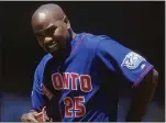  ?? EZRA O. SHAW — ALLSPORT ?? On April 20, 2001, Toronto Blue Jays first baseman Carlos Delgado hit three home runs against the Kansas City Royals at Kauffman Stadium.