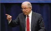  ?? STEPHEN LAM / GETTY IMAGES ?? Attorney General Jeff Sessions addresses attendees Wednesday at the California Peace Officers’ Associatio­n’s annual Law Enforcemen­t Legislativ­e Day in Sacramento, California.