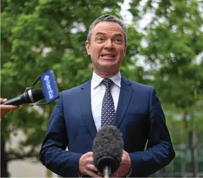  ?? PHOTO: AAP ?? CHARM OFFENSIVE: The Leader of the House Christophe­r Pyne speaks to the media at Parliament House.