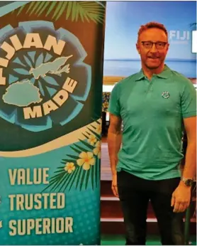  ??  ?? 2016 Olympics Team Fiji Rugby 7s head coach Ben Ryan with the Fijian Made logo.