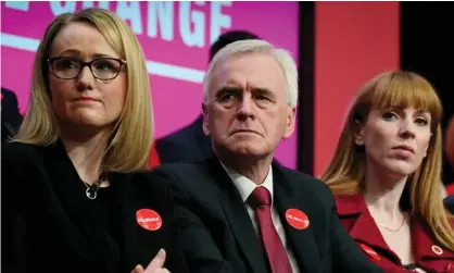  ?? Photograph: Christophe­r Furlong/Getty Images ?? Rebecca Long-Bailey, John McDonnell and Angela Rayner at the Labour manifesto launch in November.
