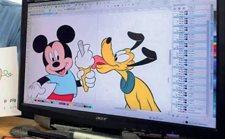  ??  ?? Fumetti Sopra, uno dei personaggi Disney più amati: Topolino Nella foto piccola al lato, uno dei suoi disegnator­i: Blasco Pisapia