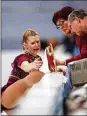  ?? BARTON SILVERMAN / THE NEW YORK TIMES ?? Tonya Harding appeals to judges to skate her routine again because her boot lace broke at the 1994 Olympics in Lillehamme­r.