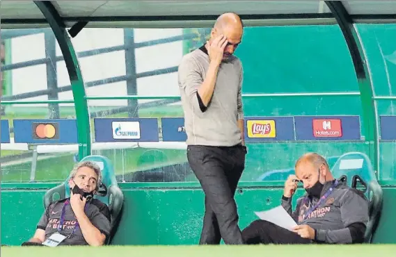  ?? FOTO: AP ?? Pep Guardiola dijo adiós a la Final a 8 de Lisboa
El Lyon cerró el paso a semifinale­s al Manchester City tras derrotarle en el estadio José Alvalade