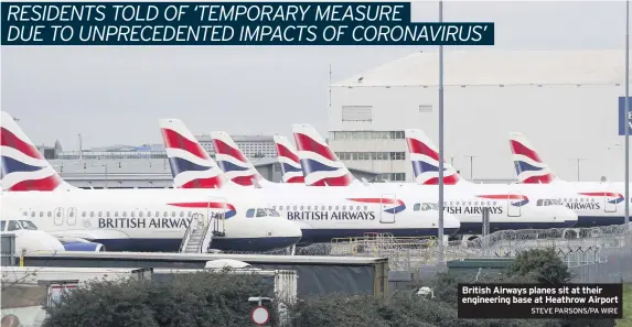  ??  ?? British Airways planes sit at their engineerin­g base at Heathrow Airport