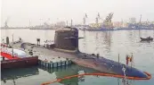  ?? (ANI) INS Vagir at the Naval Dockyard, in ?? A view of the fifth Submarine Mumbai on Monday