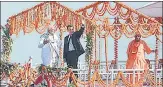  ?? HT FILE ?? Prime Minister Narendra Modi and Uttar Pradesh chief minister Yogi Adityanath with French President Emmanuel Macron during a boat ride on Ganga river in 2018.