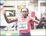  ??  ?? Kenya’s Sylvia Jebiwott Kibet crosses the finish line in third place during the Saitama Internatio­nal marathon inSaitama on Dec 9. (AFP)