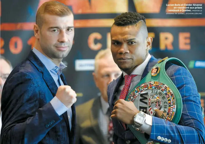  ??  ?? Lucian Bute et Eleider Alvarez en viendront aux prises vendredi à Québec.