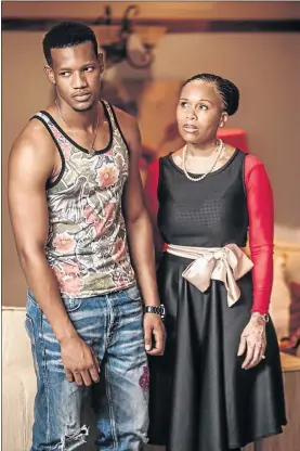  ??  ?? STRANGERS: Kay Sibiya and Leleti Khumalo, who play mother and son