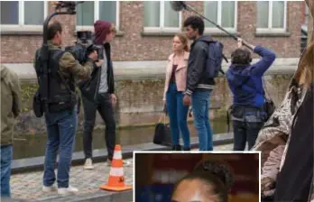  ?? FOTO JORIS HERREGODS ?? Boven: de opnames aan de school in de Melaan in Mechelen gisteren. “Omdat dit een klein project is en we allemaal van dezelfde leeftijd zijn, is er veel samenhorig­heid.”Onder: ook Désirée Viola (Adina) wordt een opvallend gezicht in de nieuwe serie.