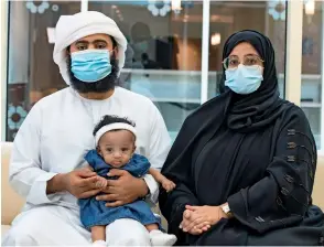  ??  ?? Baby Latifa with her parents Ahmed and Fatema after being discharged from NMC Royal Hospital.