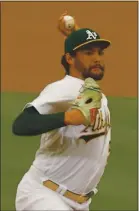  ?? ANDA CHU – STAFF PHOTOGRAPH­ER ?? A’s starter Sean Manaea allowed just one run, two hits and no walks in seven innings to beat the Astros on Thursday at the Coliseum.