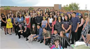  ??  ?? OPERA ENTHUSIAST­S: The Española Valley Opera Guild hosted more than 60 local youth and their families at The Santa Fe Opera one night last month during a final dress rehearsal of Die Fledermaus. The students were members of the Pojoaque Valley High...