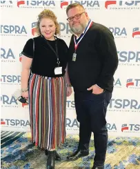  ?? Photo submitted by Matt Fry ?? ■ Shelby Akin and Matt Fry at the Texas School Public Relations Associatio­n at the annual conference in Denton, Texas.