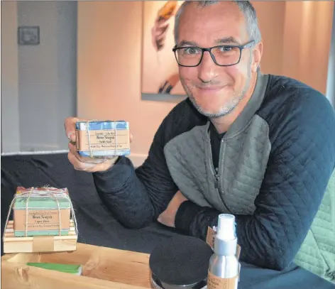  ?? CHRIS SHANNON/CAPE BRETON POST ?? Cory Moore, owner of Nova Soapia, a Cape Breton-owned skin care business in Portage, near Sydney, is looking to economic developmen­t agencies to assist in getting his product to markets outside of the province.