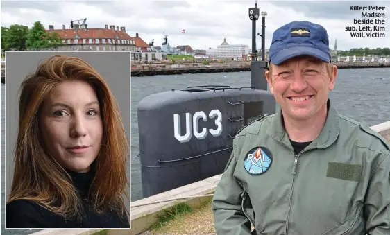  ??  ?? Killer: Peter Madsen beside the sub. Left, Kim Wall, victim