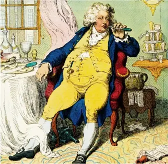  ??  ?? Caricature of Prince George from 1792 by Gillray.