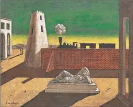  ??  ?? Bild oben: Giorgio De Chirico (1888– 1978), „Piazza d’Italia“, späte 1940er-Jahre, Öl auf Leinwand.