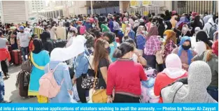  ??  ?? KUWAIT: People from different nationalit­ies queue up Tuesday outside a school in Farwaniya which was turned into a center to receive applicatio­ns of violators wishing to avail the amnesty. — Photos by Yasser Al-Zayyat