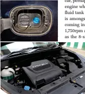  ??  ?? The diesel exhaust fluid has to be filled in through the blue lid next to the fuel filler and care should be taken to not spill any at all