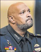  ?? Tribune News Service ?? Andrew Harnik
Capitol Police officer Harry Dunn listens during a July 2021 House committee hearing on the Jan. 6 attack on the U.S. Capitol.