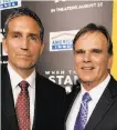  ?? Christophe­r Polk / Getty Images ?? Actor Jim Caviezel (left) plays then-De La Salle football coach Bob Ladouceur (right).