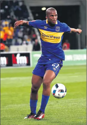  ?? IZITHOMBE NGABE: BACKPAGEPI­X ?? NAMUHLA kule ngosi sikuphathe­le utshepo Gumede ongumdlali wecape Town City.