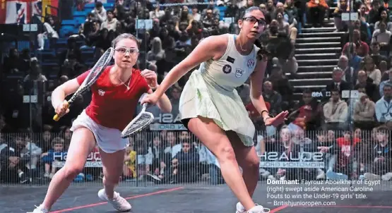  ?? ?? Dominant: Fayrouz aboelkheir of egypt (right) swept aside american Caroline Fouts to win the under-19 girls’ title. — Britishjun­ioropen.com
