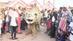  ??  ?? Asaga village and its hand tiger entertain the crowd