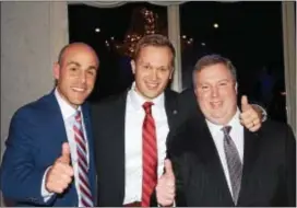  ?? GREGG SLABODA — THE TRENTONIAN ?? From left, Democrats Anthony Carabelli Jr.,Jeff Martin and Rick Tighe won Hamilton Council seats.