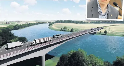  ??  ?? Controvers­ial PKC artist’s impression of the Cross Tay Link Road (CTLR). Councillor Alasdair Bailey, top right, has grave concerns