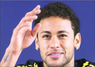  ?? PAULO WHITAKER / REUTERS ?? Brazil superstar Neymar exuded confidence during the national team’s media conference in Sao Paulo on the eve of Tuesday’s World Cup qualifier against Paraguay.