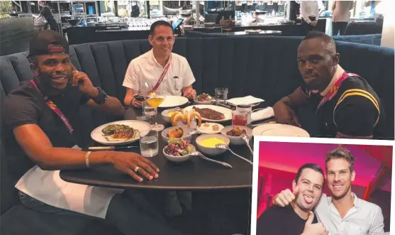  ?? Picture: INSTAGRAM ?? Usain Bolt at Nineteen at The Star on Thursday; (inset) James Roberts at Sin City.