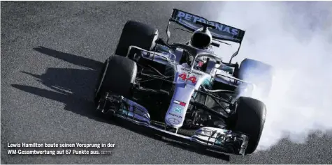  ?? GETTY ?? Lewis Hamilton baute seinen Vorsprung in der WM-Gesamtwert­ung auf 67 Punkte aus.