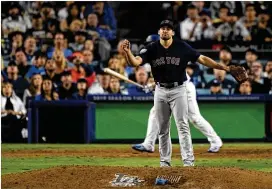  ?? KEVORK DJANSEZIAN / GETTY IMAGES ?? “The Rays did a tremendous job of taking care of me and not rushing me in any way, and allowing me to get to the point where I am now,” says Red Sox right-hander Nathan Eovaldi. Tampa Bay traded Eovaldi, who was coming off Tommy John surgery, to Boston for young left-hander Jalen Beeks.