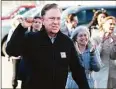  ?? Tyler Sizemore / Hearst Connecticu­t Media ?? Gov. Ned Lamont campaigns with fellow Democrats outside the District 7 polling center at Greenwich High School on Nov. 8.