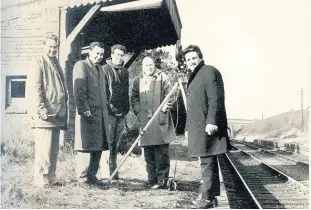  ??  ?? Pictured from left to right are ABC television at Shepshed railway station: David Jones, Jim Willis, Robert Parker, Butch Calderwood and Alex Jacobs.