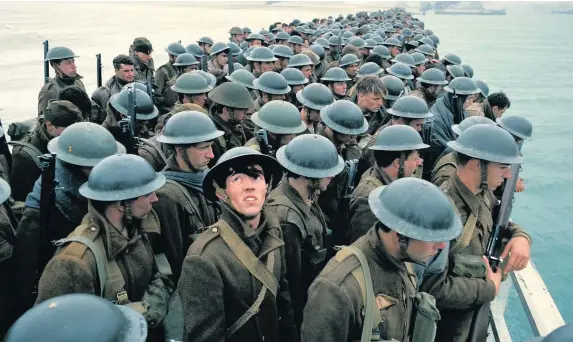  ?? Courtesy of Warner Bros. Pictures ?? > A scene from the latest film Dunkirk, which moved Welsh veteran Ken Sturdy to tears as memories of him ‘picking them out of the water’ as a 20-year-old were stirred by the latest blockbuste­r