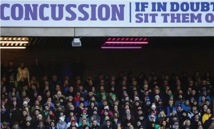  ??  ?? A concussion-awareness advert during the 2019 Six Nations match between Scotland and Ireland atBT Murrayfiel­d. Photograph: Ramsey Cardy/Sportsfile/Getty Images