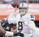  ?? AP FILE ?? Oakland’s Connor Cook will be the first quarterbac­k to make his first start in the playoffs when the Raiders visit the Houston Texans today.
