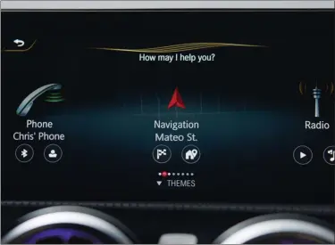  ?? PHOTO PROVIDED ?? This undated image provided by Mercedes shows the MBUX system in use. The system provides many time-saving convenienc­es of voice command and personal assistant functions while you’re on the road.