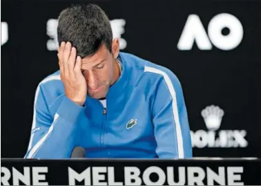 ?? ?? Djokovic, durante la rueda de prensa tras ser derrotado por Sinner en el Open de Australia.