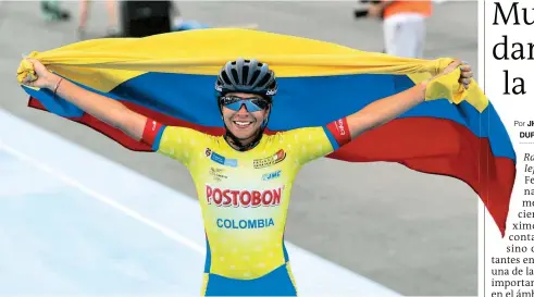  ?? FOTO CORTESÍA LUIS RAMÍREZ-FEDEPATÍN ?? 32 deportista­s componen la delegación nacional que en Barcelona defiende los 16 títulos mundiales. María José Oporto celebra su oro en júnior.