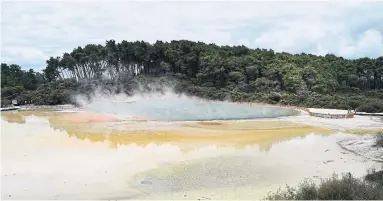  ?? M.L. LYKE ?? Minerals give the Champagne Pool at Wai-O-Tapu Thermal Wonderland its distinctiv­e color.