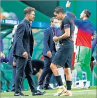  ??  ?? Simeone, en un momento del partido ante el Leipzig.