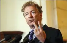  ?? PABLO MARTINEZ MONSIVAIS — THE ASSOCIATED PRESS FILE ?? In this file photo, Sen. Rand Paul, R-Ky., speaks during a news conference on Capitol Hill in Washington.