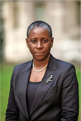  ?? ?? > I.Stephanie Boyce, the first person of colour to become president of the England and Wales Law Society, says diversity is not permeating enough